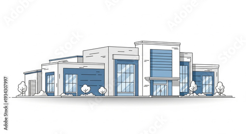 Modern Commercial Building Architectural Drawing.
