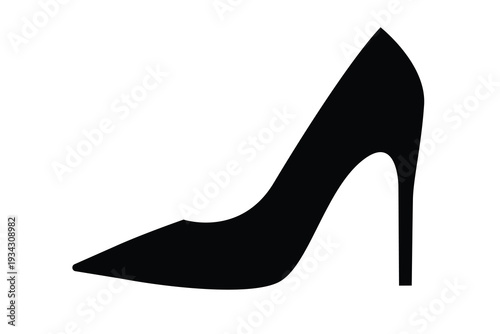Elegant black high heel shoe with a pointed toe and stiletto heel Vector