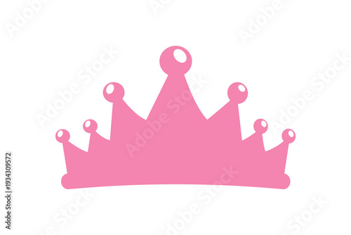 A vibrant pink crown with sparkling jewels and intricate design details. Vector