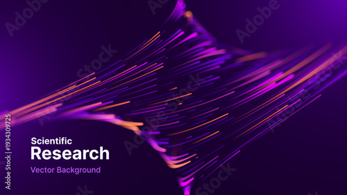 Abstract Math Graph Concept with Glowing Particles Illustrating Data Flow Dynamics. Research, AI Development, and Technological Networks Presentation Background.