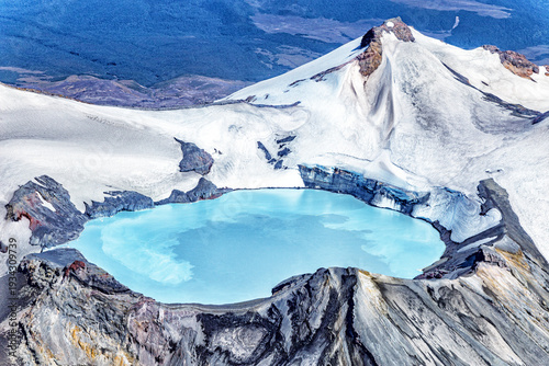 Εκτύπωση καμβά Aerial view of Crater Lake, Mount Ruapehu, North Island, New Zealand, Oceania