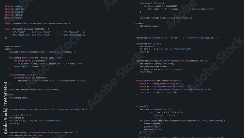 Professional Code Editor Interface Featuring Hello World Script with Contemporary Programming Syntax Highlighting. Innovative Software Development Background.