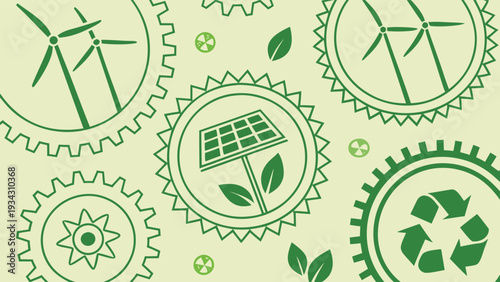 Green Energy Icons Repeat Background Vector Illustration