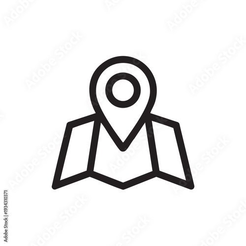 Simplified map pin icon symbolizing location and navigation on a clean white background viewed from directly above