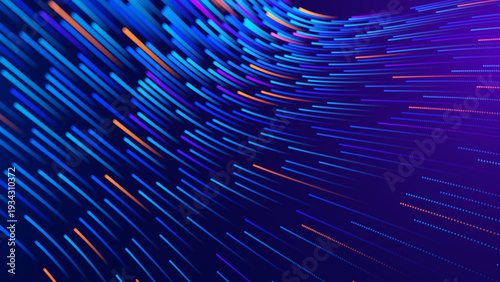 AI-Powered Data Processing Illustration Featuring Neural Network Connections. Blue Background for Annual Reports or Tech Conference Presentations. Vector.