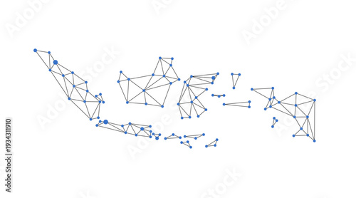 Indonesia map. Abstract geometric map - connection dots mesh lines.