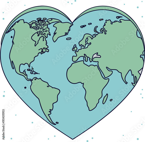 Planet Earth With Heart Shape Vector Illustration