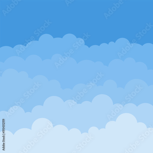 Cartoon sky background with clouds. Square content background blue sky.