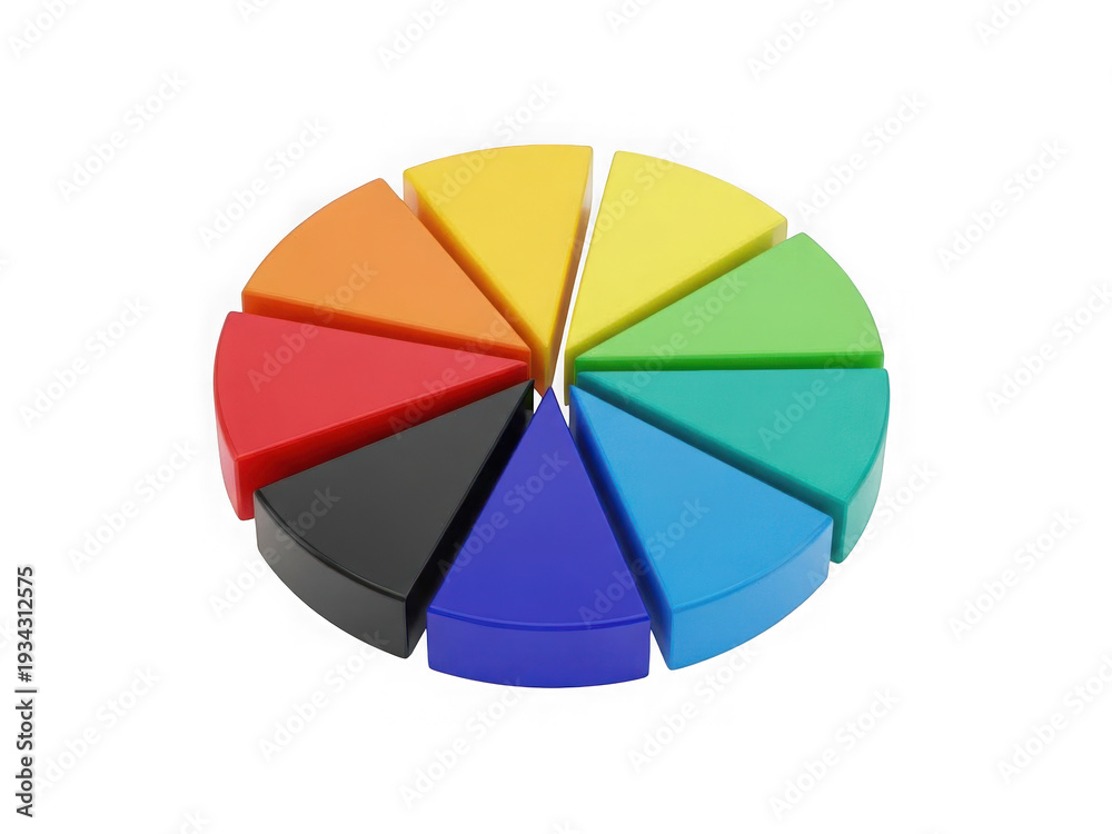 Fototapeta premium A vibrant and colorful pie chart illustrating various segments of data