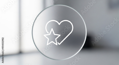 Glass disc with heart and star icon symbol.