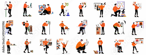 Halloween marketing and content creation set: A creative professional developing seasonal digital campaigns, designs, and promotional materials for holiday engagement.