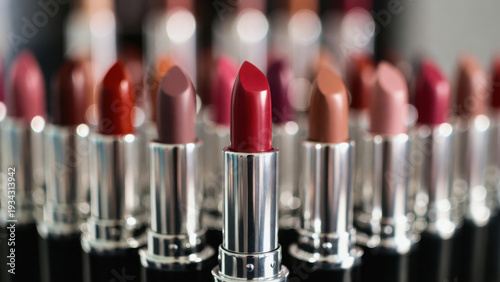 Wallpaper Mural Collection of assorted lipstick shades arranged in rows, showcasing beauty and makeup. Torontodigital.ca