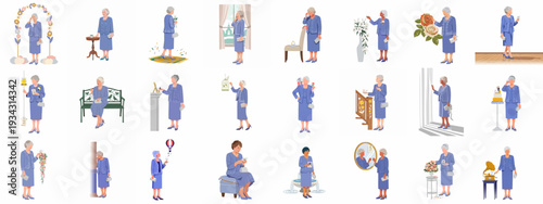 An elegant senior woman's emotional journey through life's celebrations and reflections, embracing joy, love, and cherished memories.