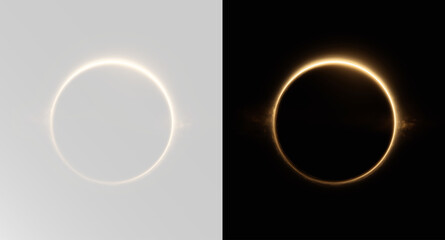 Golden glowing fire ring with burning sparks and magic light effect on transparent background overlay circle fire png