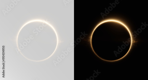 Foto Golden glowing fire ring with burning sparks and magic light effect on transpare