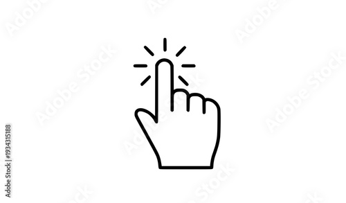 A minimalist vector graphic of a hand clicking with a glowing effect