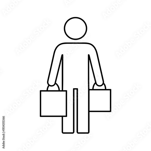 Minimalist icon of person holding two briefcases  