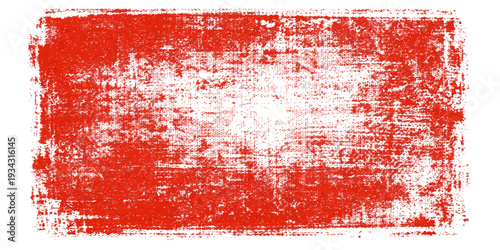 An old dirty red and white grunge flag design features a paint splash texture with blood ink splatters on a vector wall backdrop for a decorative Christmas banner illustration
