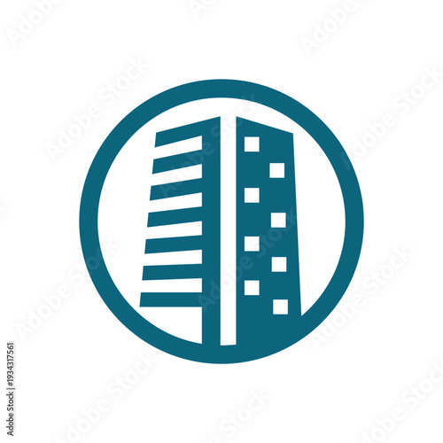 Real Estate Building Icon Modern City Office And Apartment Tower Logo For Architecture And Property