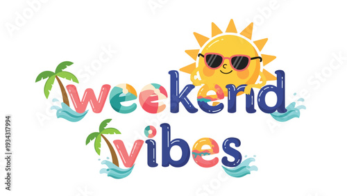 An utterly delightful and cheerfully designed graphic encapsulating the perfect spirit of a sun-drenched summer weekend filled with pure joy and