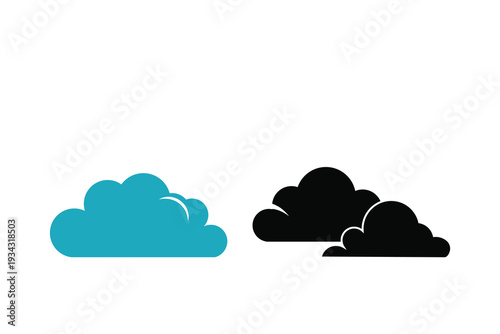 Duality of weather with a bright blue cloud and a dark stormy cloud side by side. Vector