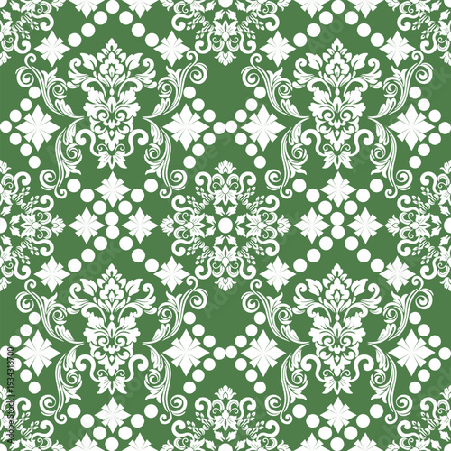 Classic Damask Seamless
Pattern - Vector Illustration for Elegant Textile
Design,Damask,Jacquard loom, Brocade, Satin weave,ethnic, geometric, textile, fabric, motif, retro, 