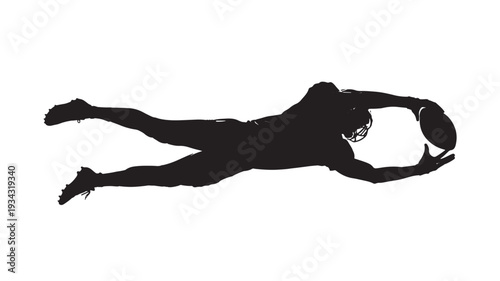 Woman diving silhouette in dramatic dynamic lighting for sports illustration