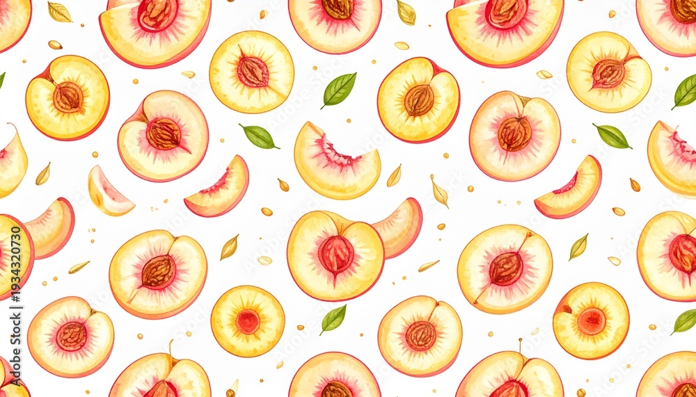 Fresh peach slices pattern seamless background summer fruit texture food wallpaper