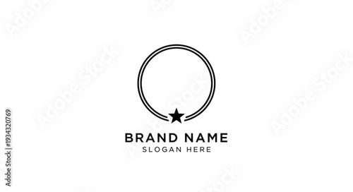 Simple black logo template with star and circle design for brand identity.