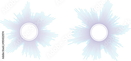 Abstract Blue Radial Burst Light Effect with Glowing Center on White Background