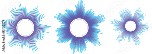 Abstract Blue Radial Burst Light Effect with Glowing Center on White Background