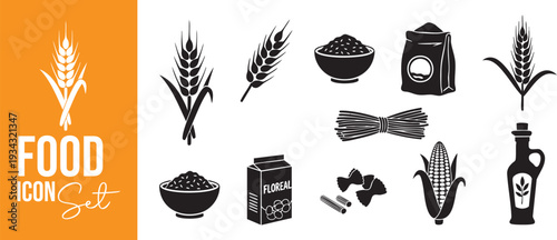 Baking Ingredients and Food Supplies Icon Set
