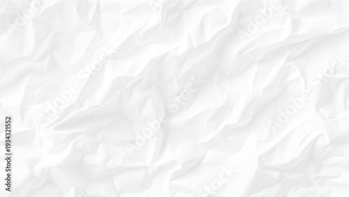 White crumpled paper texture with creases and folds on transparent background