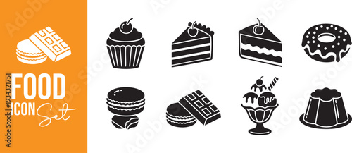 Bakery, Pastry, and Dessert Vector Silhouette Icons for Menu and Restaurant Branding