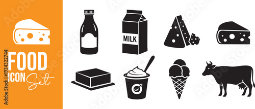 Food and Beverage Silhouette Icon Set Black Vector Collection