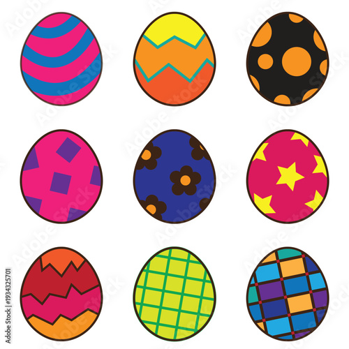 A set of cute Easter eggs