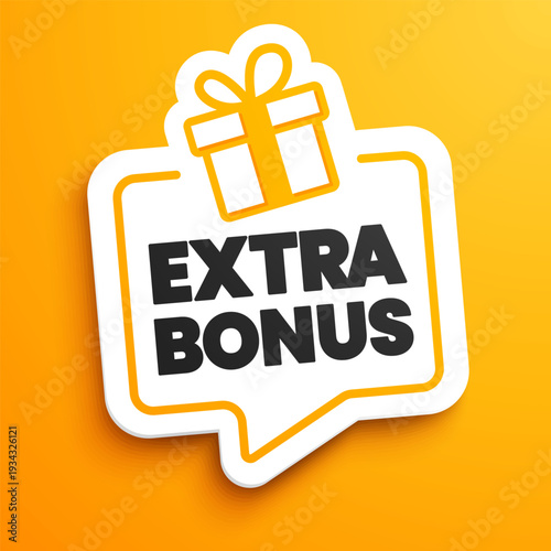 Speech Bubble With Gift Icon And Text Extra Bonus