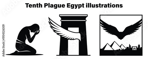 Biblical tenth plague of Egypt illustrated in dramatic silhouettes