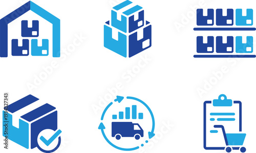 business analytics and data analysis icon set. growth chart, time management, research and strategy. vector illustration