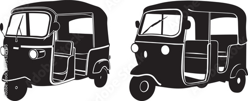 “Auto Rickshaw Silhouette Vector – Free Tuk Tuk SVG, PNG, and Clipart Download for Design Projects” .