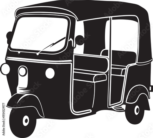 “Auto Rickshaw Silhouette Vector – Free Tuk Tuk SVG, PNG, and Clipart Download for Design Projects” .
