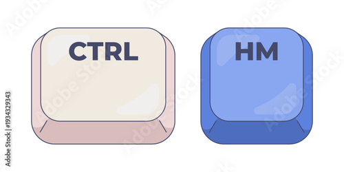Ctrl Home computer keyboard shortcut. Move cursor to beginning of document and web page. Editing command. Hotkey combo buttons for pc and laptop. Fast software efficiency. Flat vector illustration