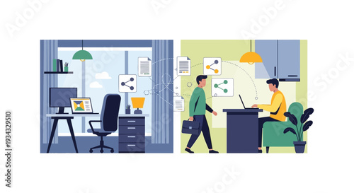 Hybrid Work Concept: Seamless Remote Collaboration, Data Sharing & Flexible Office-Home Integration
