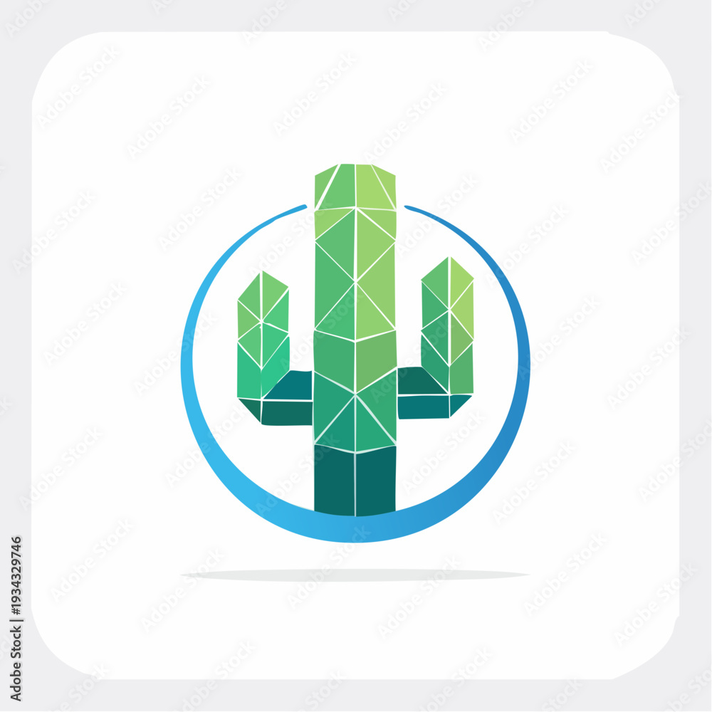 Obraz premium Vector cactus plant with flower in circular frame showcasing ecology