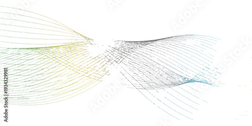 A 3d vector illustration of a fish in a glass or water on a white background featuring blue wave lines and a digital flow pattern for a web design backdrop