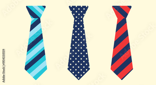 Three colorful neckties with different patterns and designs.