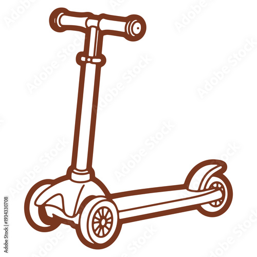 Isolated Scooter Illustration for Childrens Activity Books and Designs Brown Outline Fun Transportation Toy Vehicle