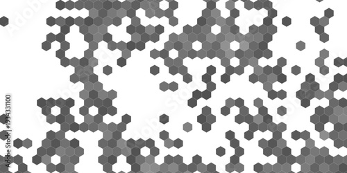 Gray, black, white beehive background. Honeycomb, bees hive cells pattern. Bee honey shapes. Vector geometric seamless texture symbol. Hexagon, hexagonal raster, mosaic cell sign or icon.