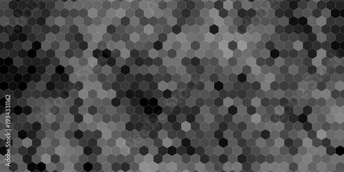 Gray, black, white beehive background. Honeycomb, bees hive cells pattern. Bee honey shapes. Vector geometric seamless texture symbol. Hexagon, hexagonal raster, mosaic cell sign or icon.