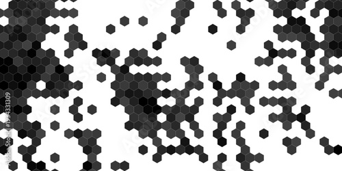 Gray, black, white beehive background. Honeycomb, bees hive cells pattern. Bee honey shapes. Vector geometric seamless texture symbol. Hexagon, hexagonal raster, mosaic cell sign or icon.